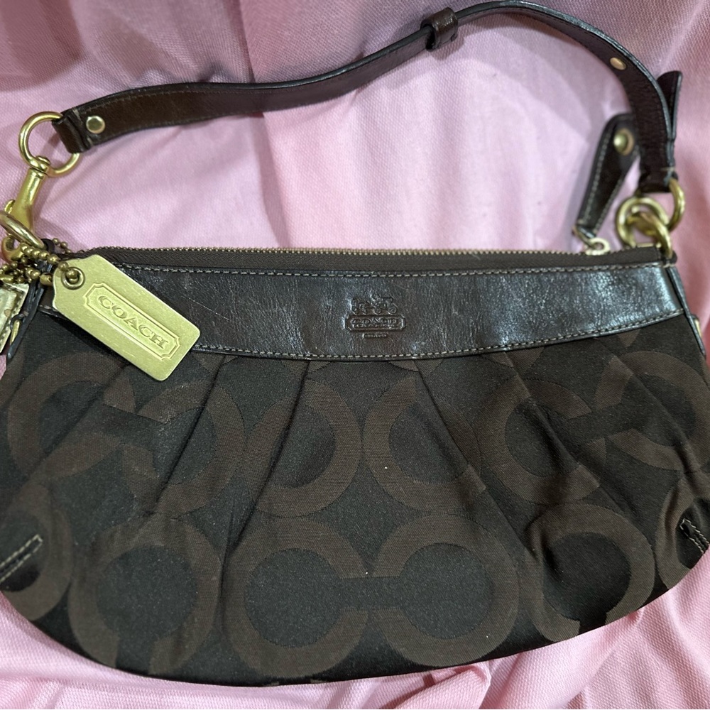 Coach Dark Brown Signature Clutch